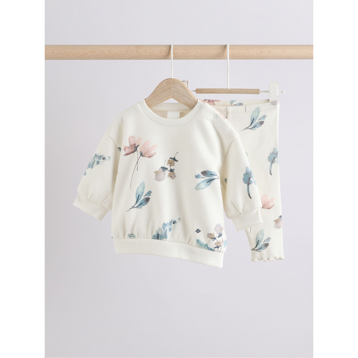 Pastellgula Blommor Babyset med Tröja & Leggings (0mån - 2år)