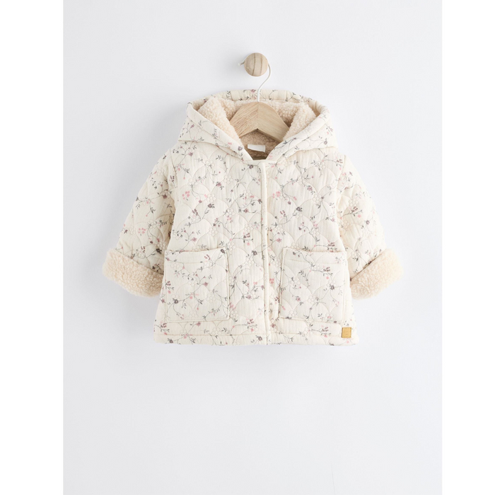 Frostig Charm – Quiltad Blommig Jacka med Fleece (0 månader-2 år)