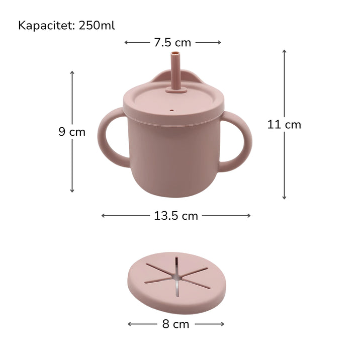 TOS 2-i-1 Silikon Snackbox Drickmugg Sugrör - Blå - Äta & Dricka - Bebisgrossisten.se