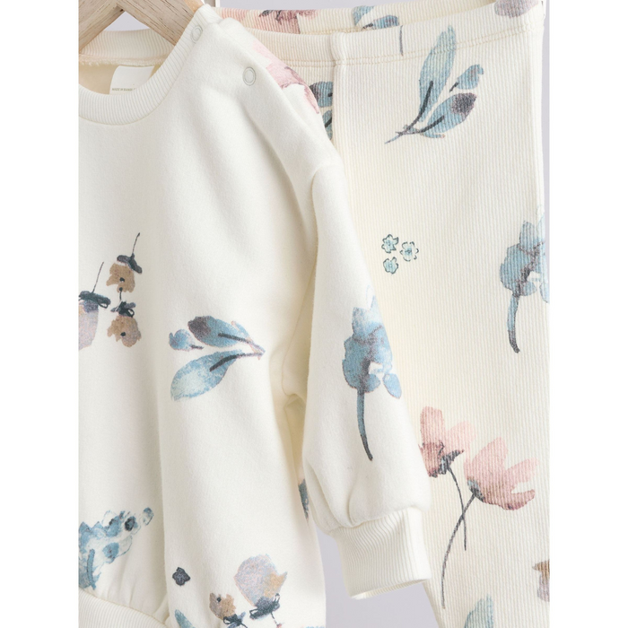 Pastellgula Blommor Babyset med Tröja & Leggings (0mån - 2år)