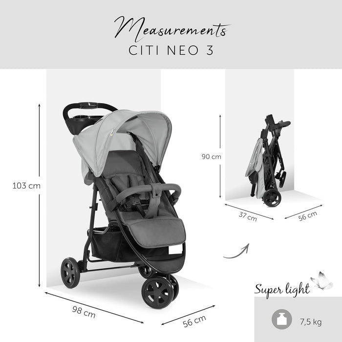 Citi Neo III – 3-hjulig barnvagn, liggläge från födseln, upp till 25 kg, kompakt & lätt (7,5 kg)