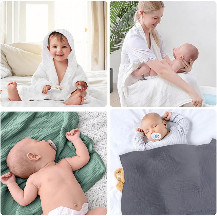 Babyhandduk muslin huva, 3-pack (80 x 80 cm, 0–3 år)