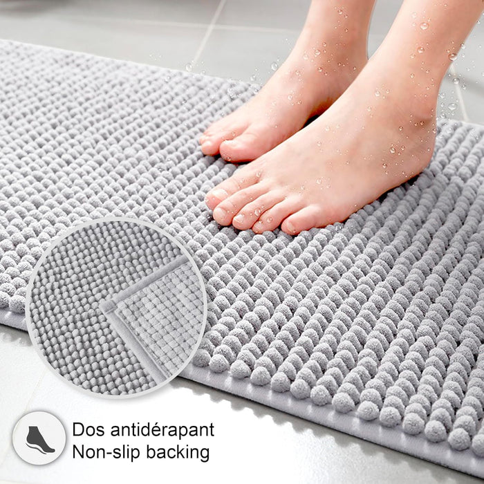 Halkfri badmatta – mjuk chenille, superabsorberande