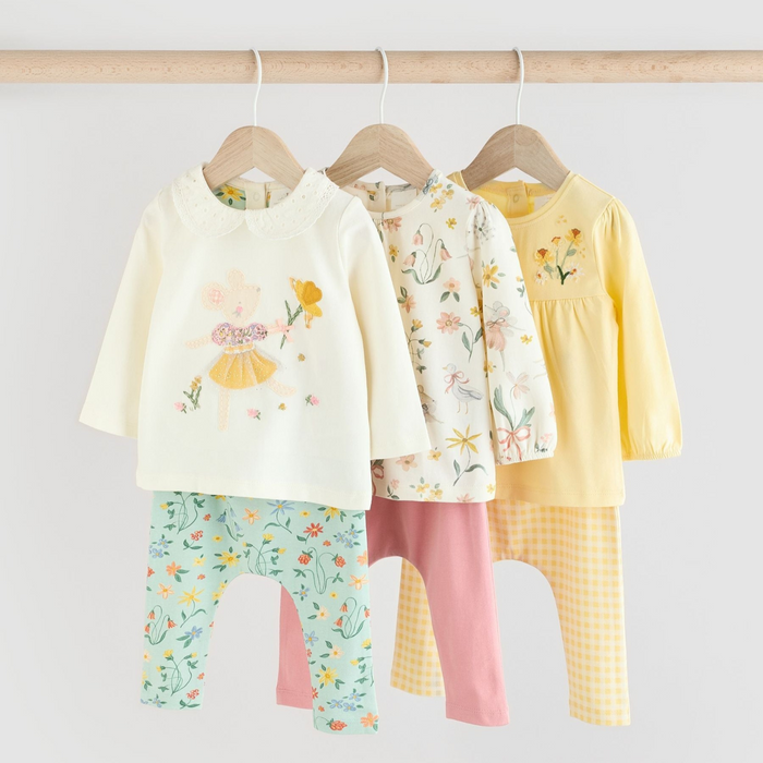 Blomsterdrömmar – 3-pack set med lekfulla detaljer (0 månader - 3 år)