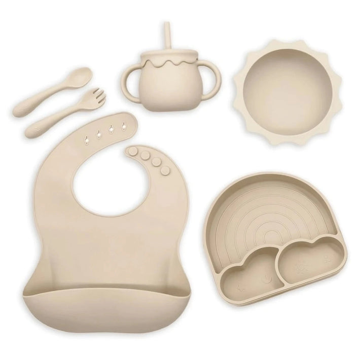 Baby Turtle Silikon Serveringsset Regnbåge - Beige - Äta & Dricka - Bebisgrossisten.se