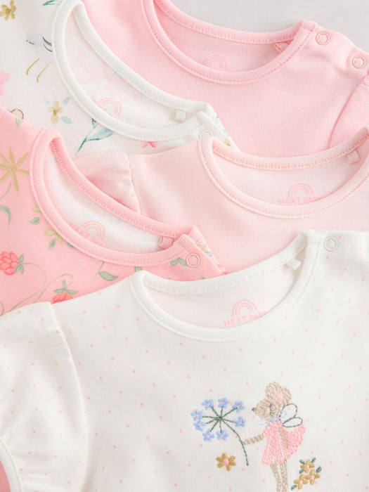 Rosa Mus – 5-pack Kortärmade Babybodys i 100% Bomull (0mån - 3 år)