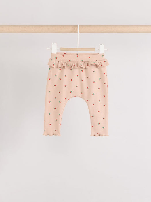 Kräm/Tan/Grå blommiga krusiduller– Baby Frill Leggings 3-Pack (0–24 månader)