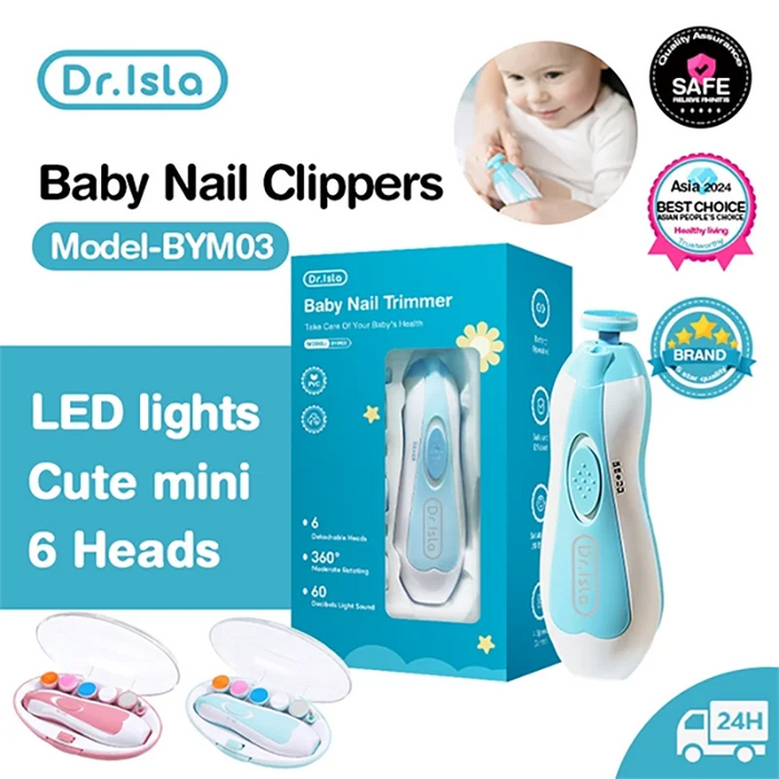 Dr.Isla elektrisk Baby Nageltrimmer/Nagelklippare LED-ljus