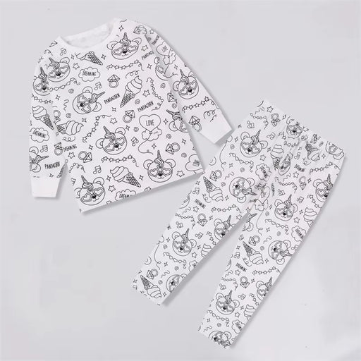 Colorable Two Piece Pajama Set for Children Boys Girls Color Your Own Handcraft Pyjamas Kids DIY Coloring Kit for Pajama Party