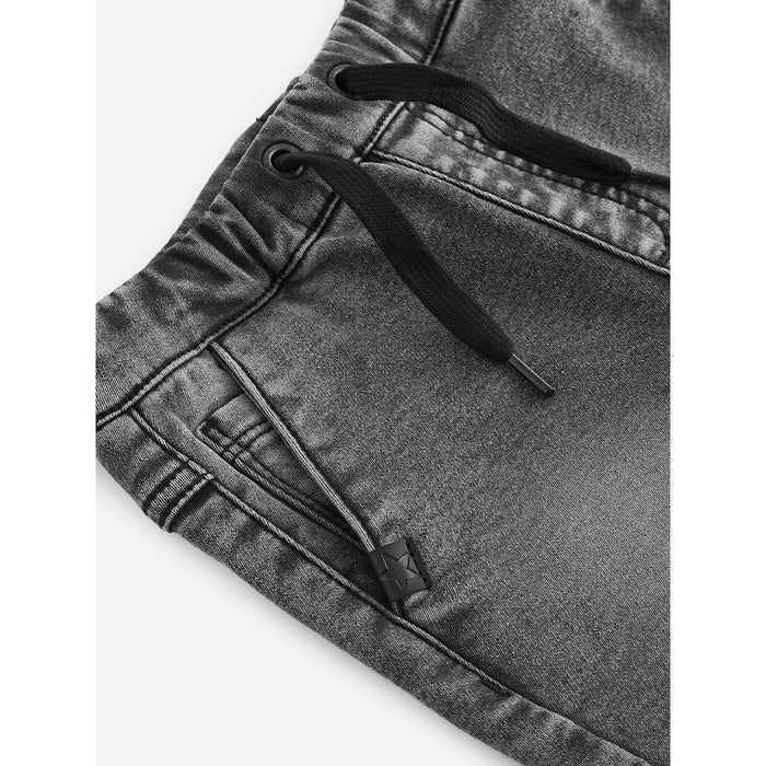 Gråsvart – Baggy Denim Joggers med Resår (3 mån–7 år)