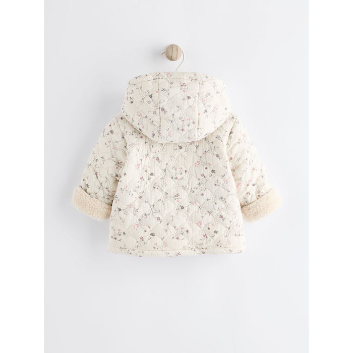 Frostig Charm – Quiltad Blommig Jacka med Fleece (0 månader-2 år)