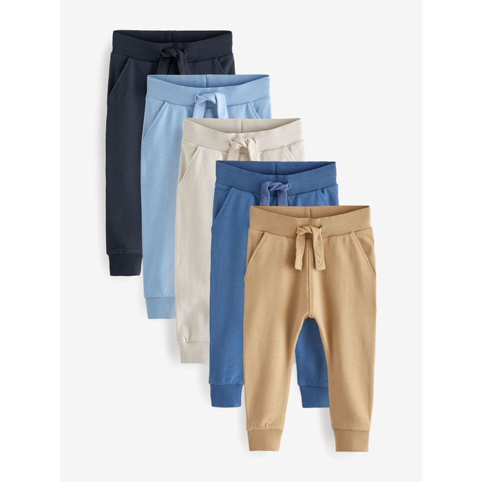 Marin/Blå/Tan – Bekväma och Stilrena Joggers 5-Pack (3 månader–7 år)