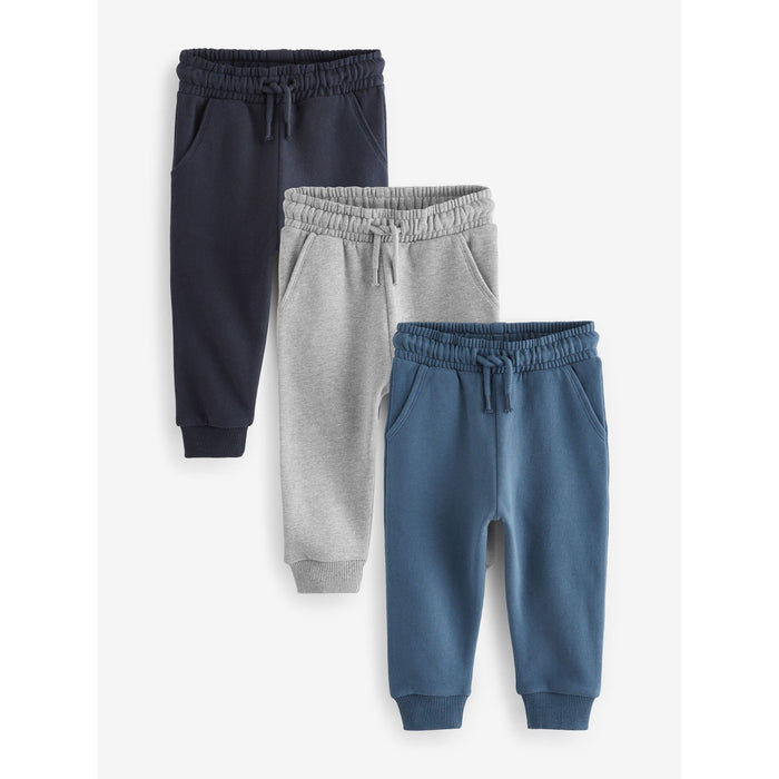 Djupt Blå, Kolgrå & Svart – 3-pack Supermjuka Joggers (3 månader–7 år)