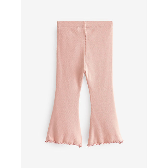 Söt Rosa – Ribbstickade Flare Leggings (3 månader–7 år)