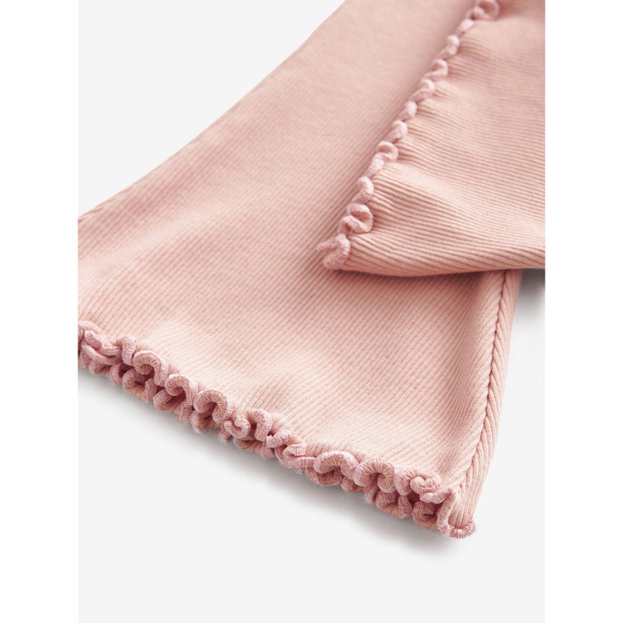 Söt Rosa – Ribbstickade Flare Leggings (3 månader–7 år)