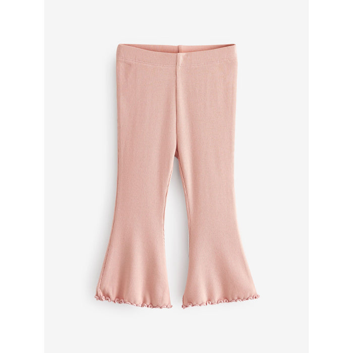 Söt Rosa – Ribbstickade Flare Leggings (3 månader–7 år)