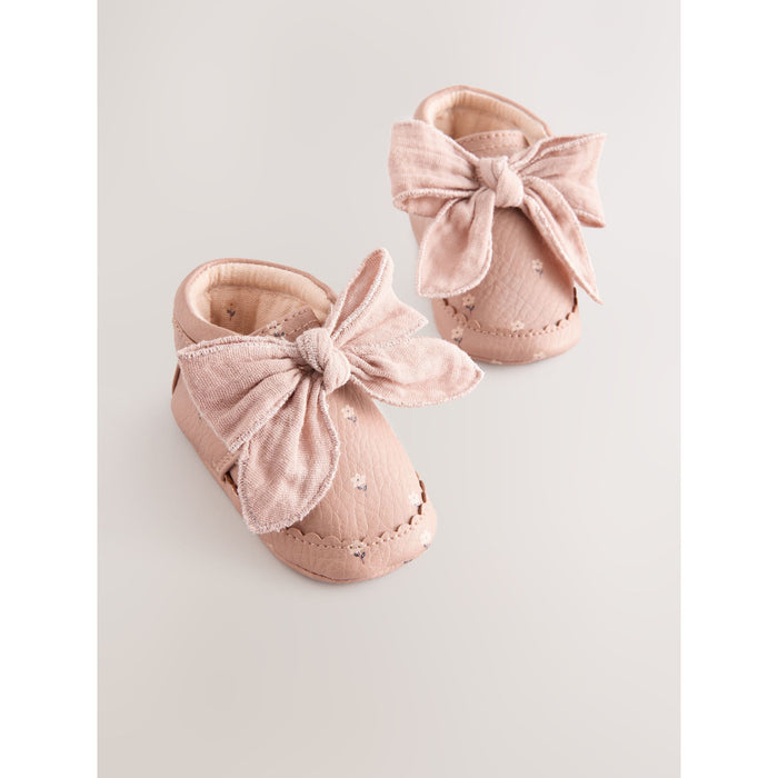 Rostrosa Blomster – Babyboots med Blommigt Tryck (0–18 månader)