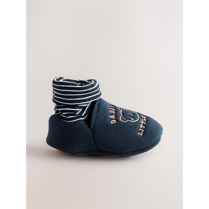 Blå Kärlek – Baby Booties & Strumpor med "Mummy & Daddy" (2-pack, 0–24 månader)