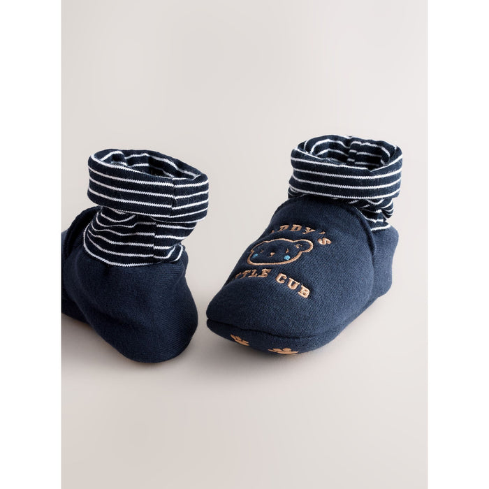 Blå Kärlek – Baby Booties & Strumpor med "Mummy & Daddy" (2-pack, 0–24 månader)