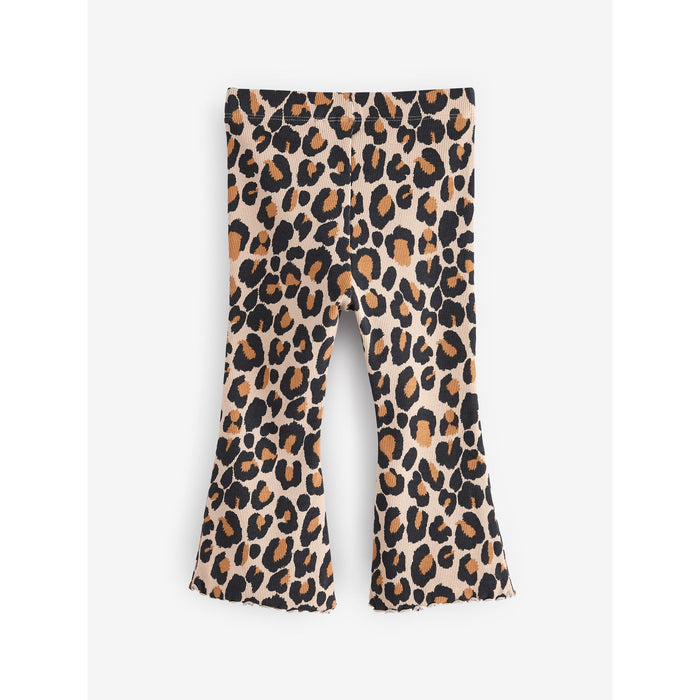 Djurmönstrade Ribbade Flare Leggings – Leopardstil (3 månader–7 år)