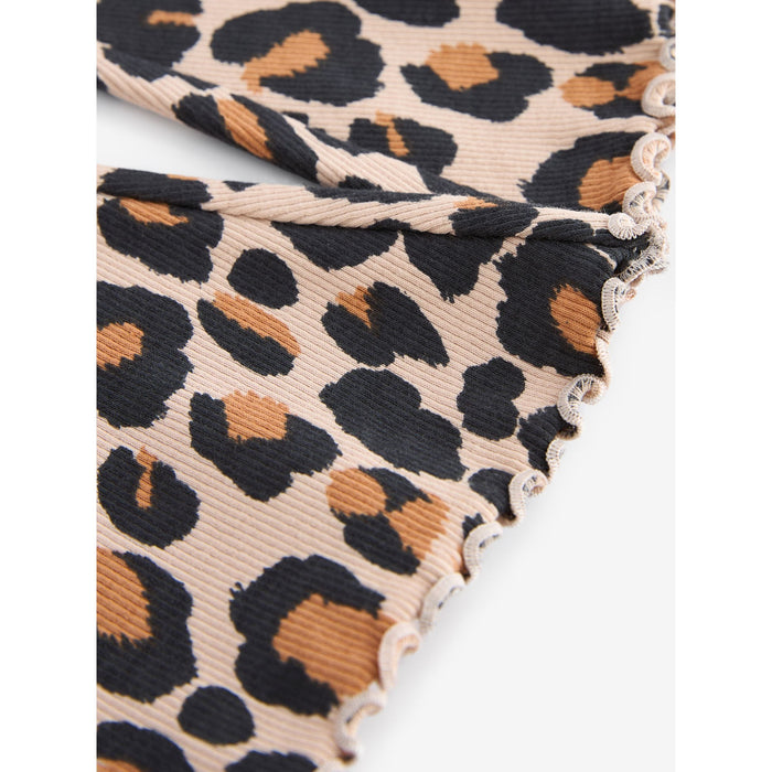 Djurmönstrade Ribbade Flare Leggings – Leopardstil (3 månader–7 år)