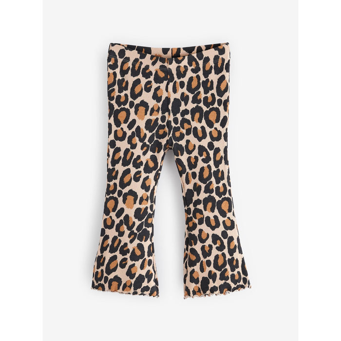 Djurmönstrade Ribbade Flare Leggings – Leopardstil (3 månader–7 år)