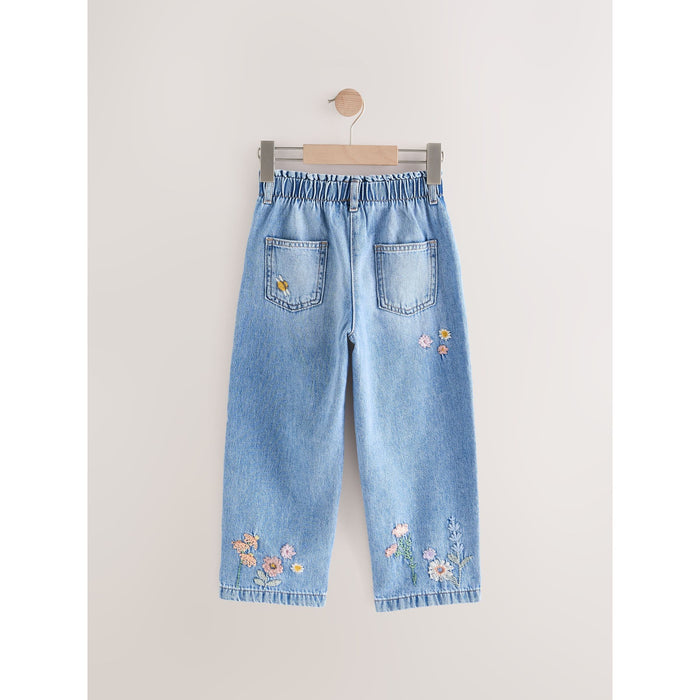 Blomsterdröm –  Barrel-Leg Jeans med Broderi (3månader-7år)