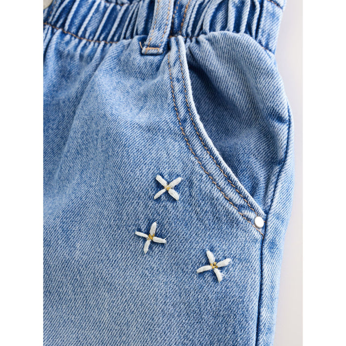 Blomsterdröm –  Barrel-Leg Jeans med Broderi (3månader-7år)