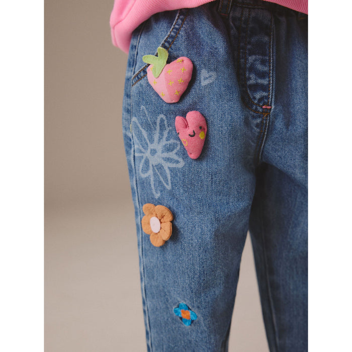 Baggy Jeans med Glada Detaljer - Pull-On Jeans (3månader-7år)