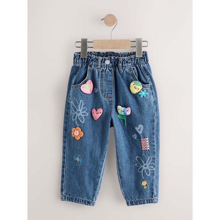 Baggy Jeans med Glada Detaljer - Pull-On Jeans (3månader-7år)