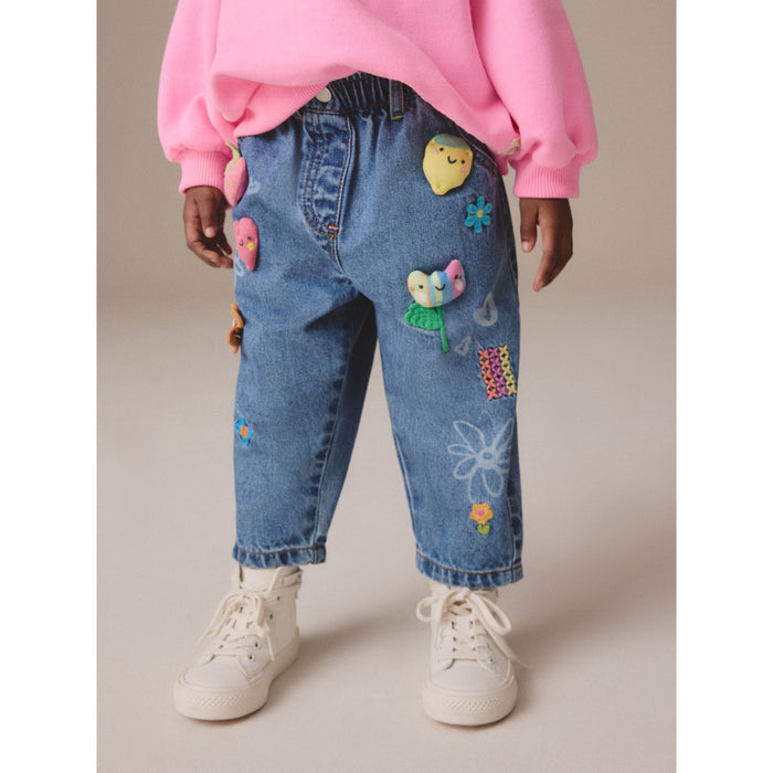 Baggy Jeans med Glada Detaljer - Pull-On Jeans (3månader-7år)