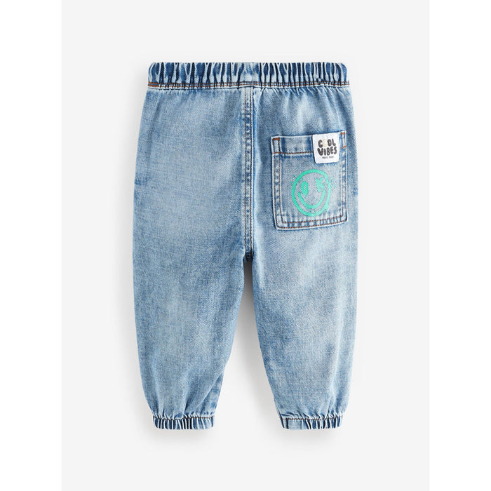 Pastellblå – 100% Bomullsjeans med Graffiti-Print (3 mån–7 år)