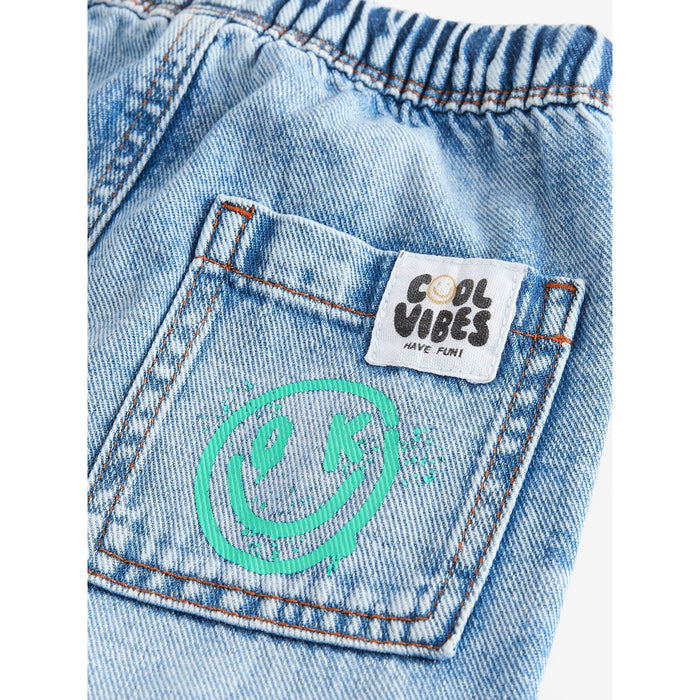 Pastellblå – 100% Bomullsjeans med Graffiti-Print (3 mån–7 år)