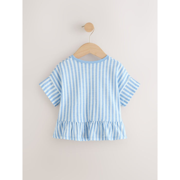 Marinrandig Charm – Kortärmad Peplum-T-shirt i 100% Bomull (3 månader–7 år)