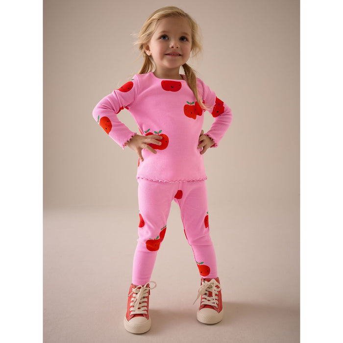 Rosa Apple Leggings – Söt & Bekväm (3 månader–7 år)