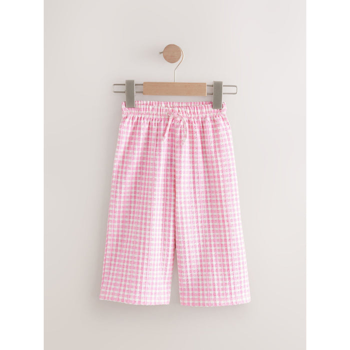 Rosa Gingham – Texturerade Vida Byxor (3 månader–7 år)