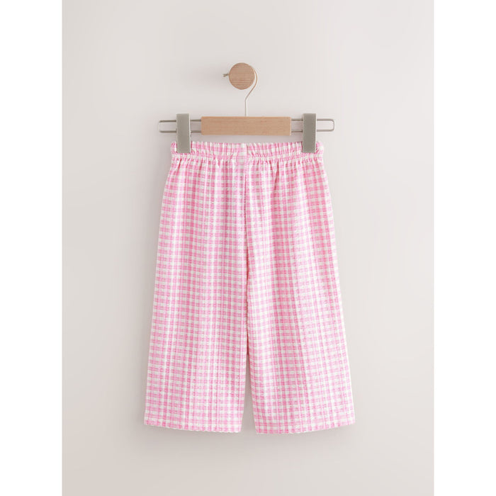 Rosa Gingham – Texturerade Vida Byxor (3 månader–7 år)