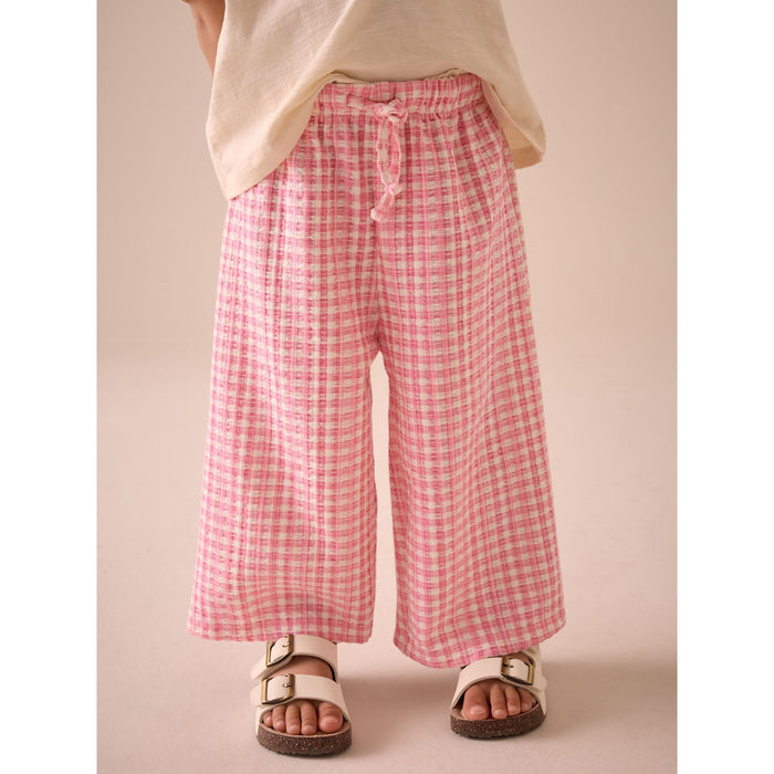 Rosa Gingham – Texturerade Vida Byxor (3 månader–7 år)