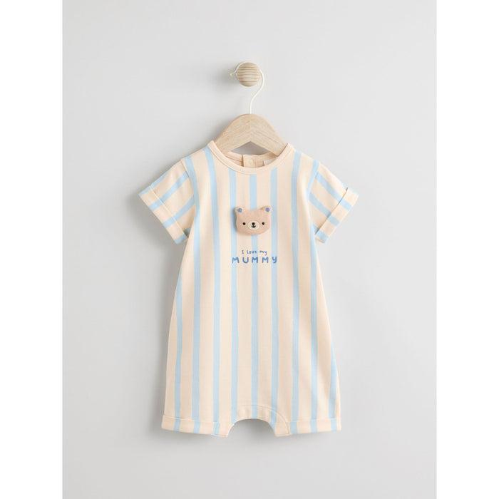 Mammafavoriten – Randig Babyromper med Nallemotiv (0 månader - 3 år)