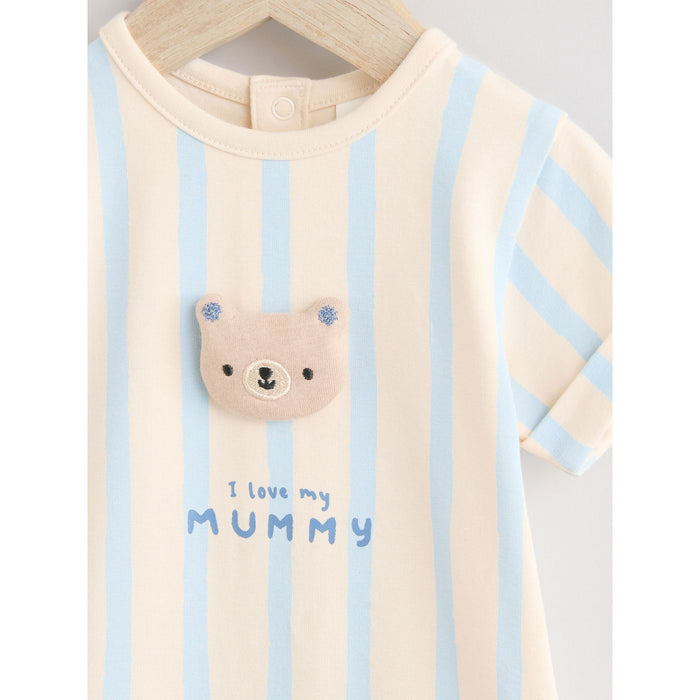 Mammafavoriten – Randig Babyromper med Nallemotiv (0 månader - 3 år)