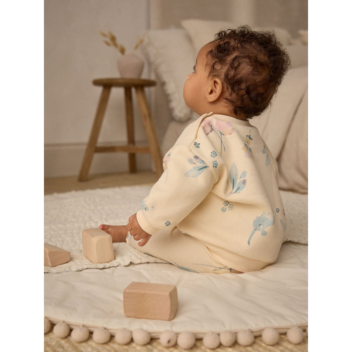 Pastellgula Blommor Babyset med Tröja & Leggings (0mån - 2år)