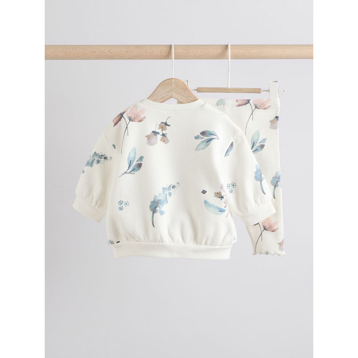 Pastellgula Blommor Babyset med Tröja & Leggings (0mån - 2år)