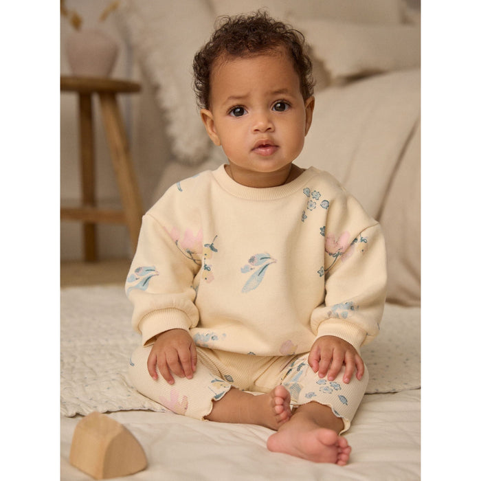 Pastellgula Blommor Babyset med Tröja & Leggings (0mån - 2år)