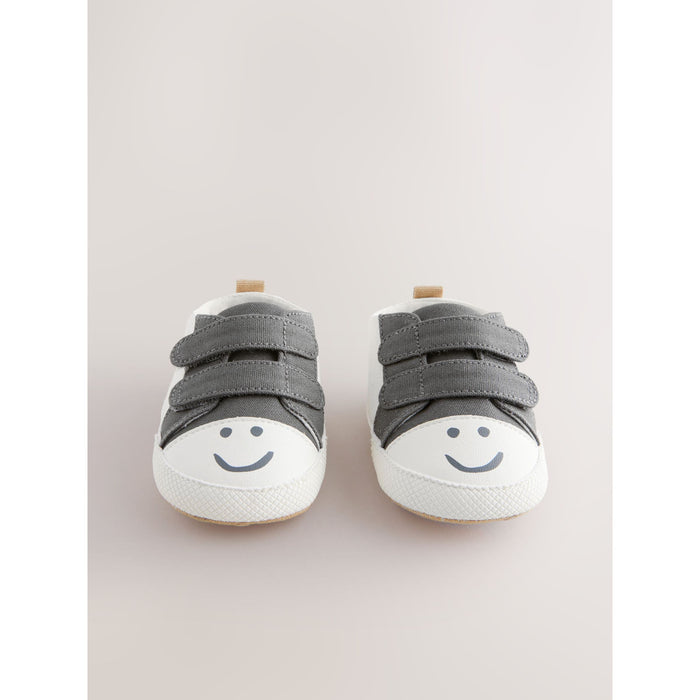 Kolgrå Lyckoboost – Baby Sneakers med Dubbelrem (0–24 månader)