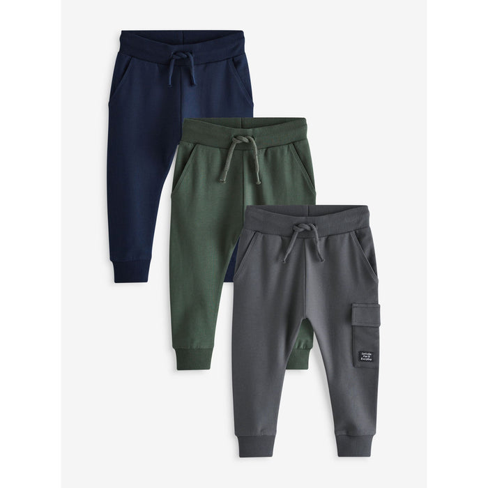 Blå, Mörkgrön & Kolgrå – 3-pack Super Skinny Utility Joggers (3 månader–7 år)