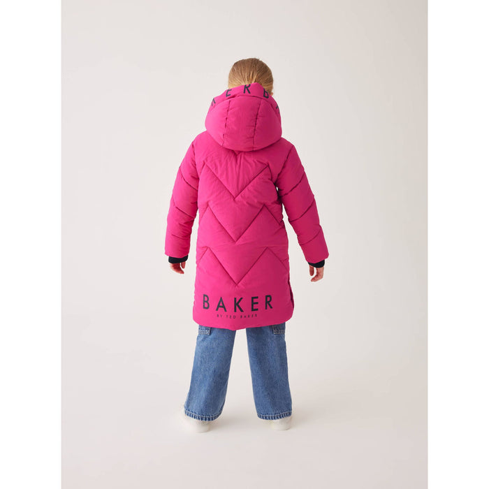 Bold & Cozy Lång Pufferjacka i Fuchsiarosa - Baker by Ted Baker