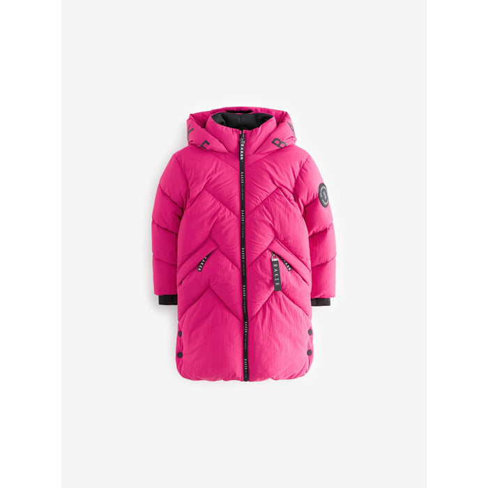 Bold & Cozy Lång Pufferjacka i Fuchsiarosa - Baker by Ted Baker