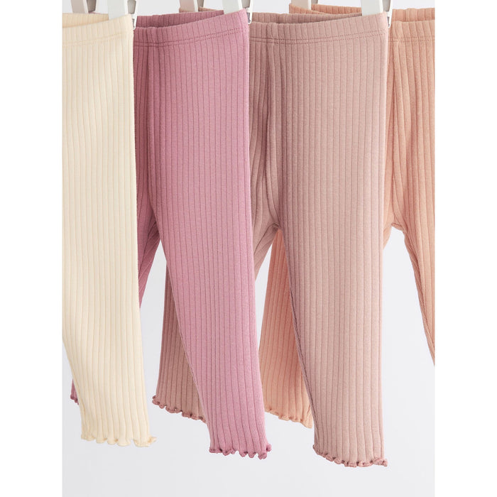 Beige Rosa Neutrala - 4-pack Ribbade Bekväma Leggings (0–24 månader)