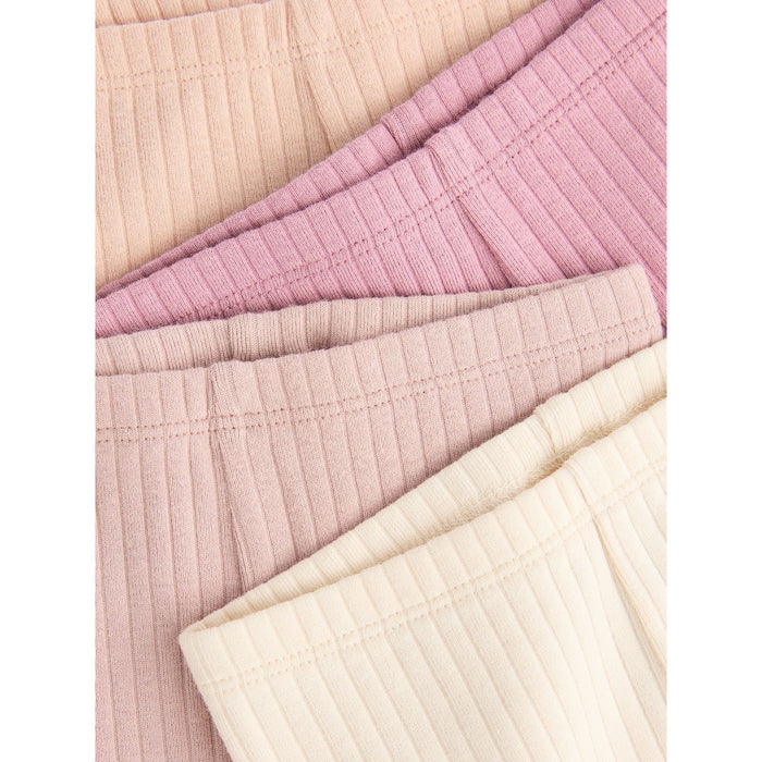 Beige Rosa Neutrala - 4-pack Ribbade Bekväma Leggings (0–24 månader)